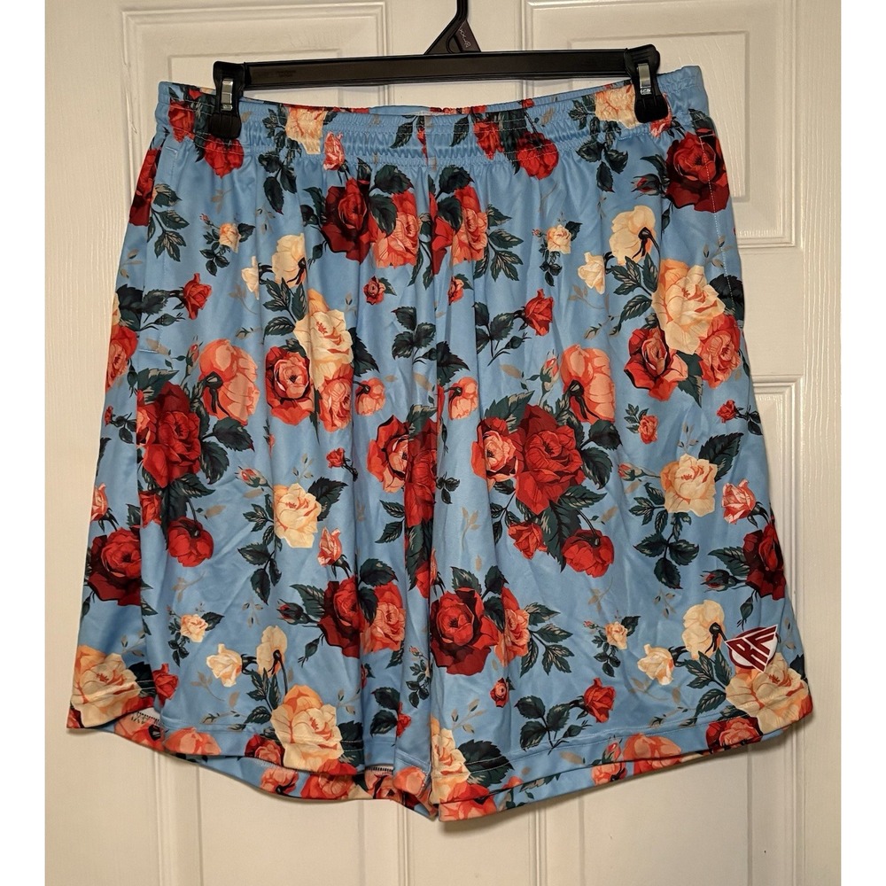 RF Men's Floral Shorts Blue Size 4XL
